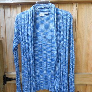 Allison Brittney Multi blues & white Medium shark bite sweater